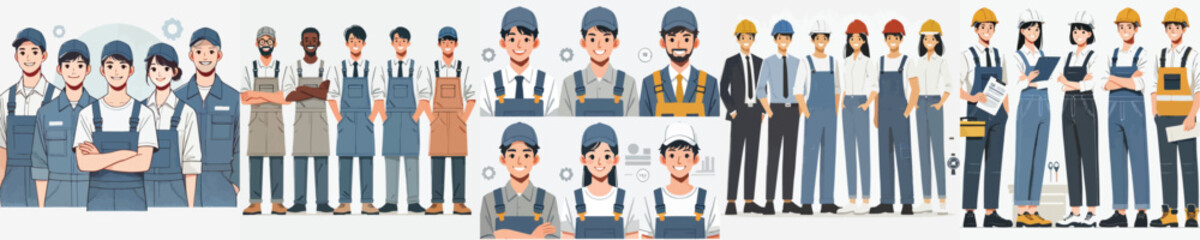 Fototapeta premium vector set of factory worker characters