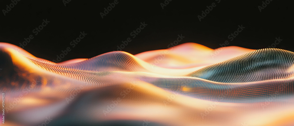 Poster Trend analysis through abstract 3D line graphs illustrating data growth and decline