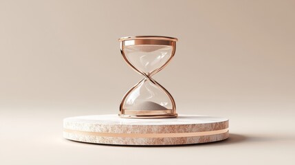 Rose Gold Hourglass on Marble Display Platform