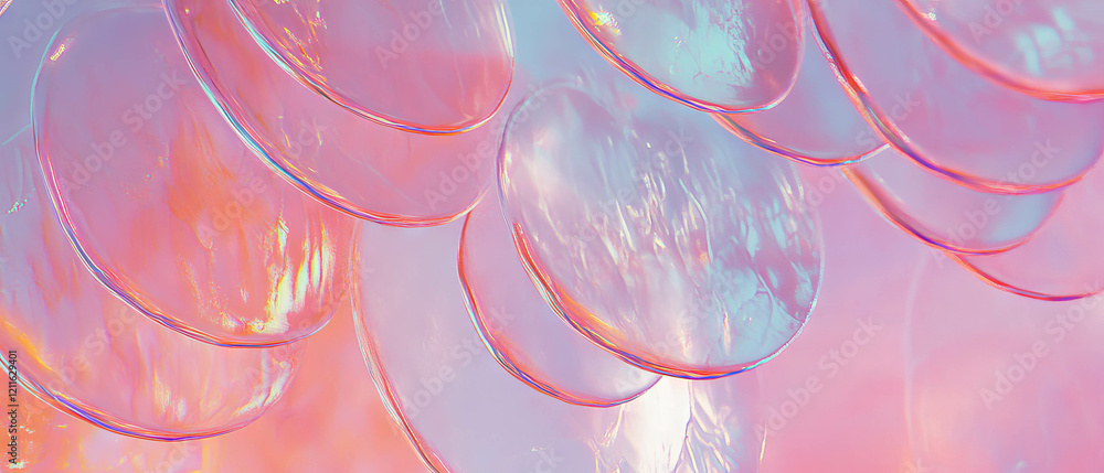 Aufkleber vibrant abstract background featuring 3d mermaid scales with realistic empty banner space