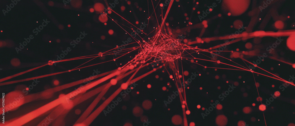 Aufkleber Visualizing complex networks through abstract 3D network graphs and data connections