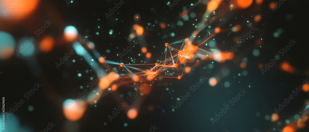 Poster Intricate 3D network graphs illustrating data connections in a dynamic visualization
