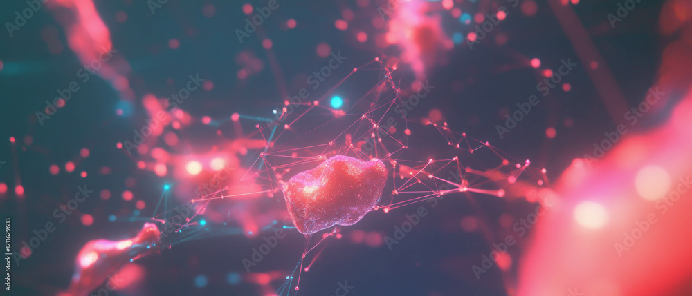 Aufkleber Visually striking representation of a 3D network graph illustrating complex data relationships