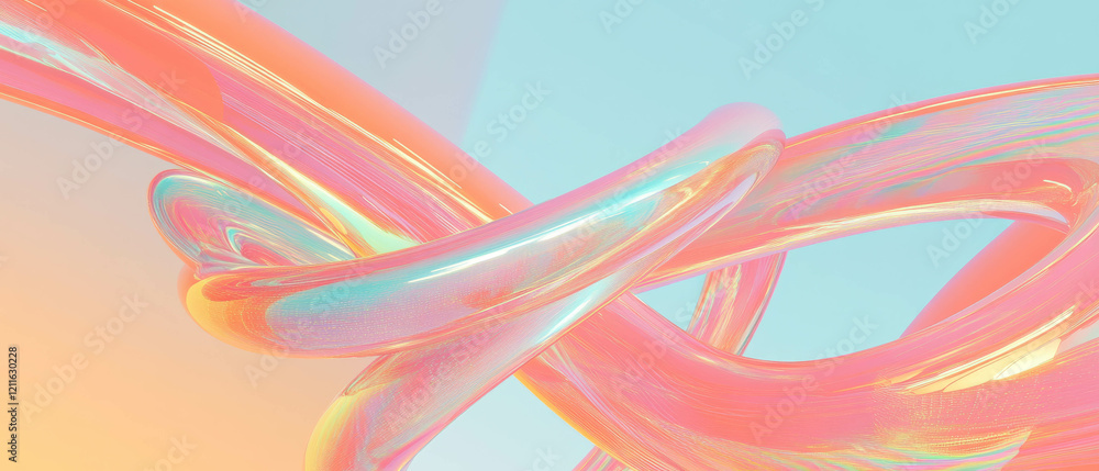 Aufkleber Visual flow representation using colorful abstract 3D Sankey diagrams for data analysis