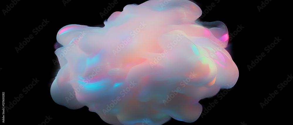 Poster Colorful iridescent 3D smoke transforms with viewing angle in abstract art