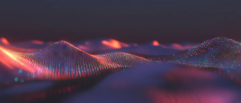 Abstract background showcasing 3D scatter plots with vibrant data visualizations