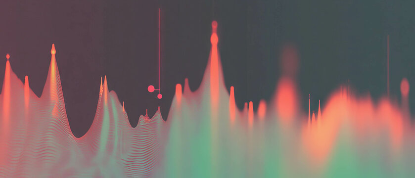 Abstract background featuring 3D scatter plots with complex data visualizations and patterns