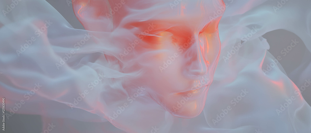 Poster 3d smoke creating abstract portraits and emotional expressions in artistic interpretation