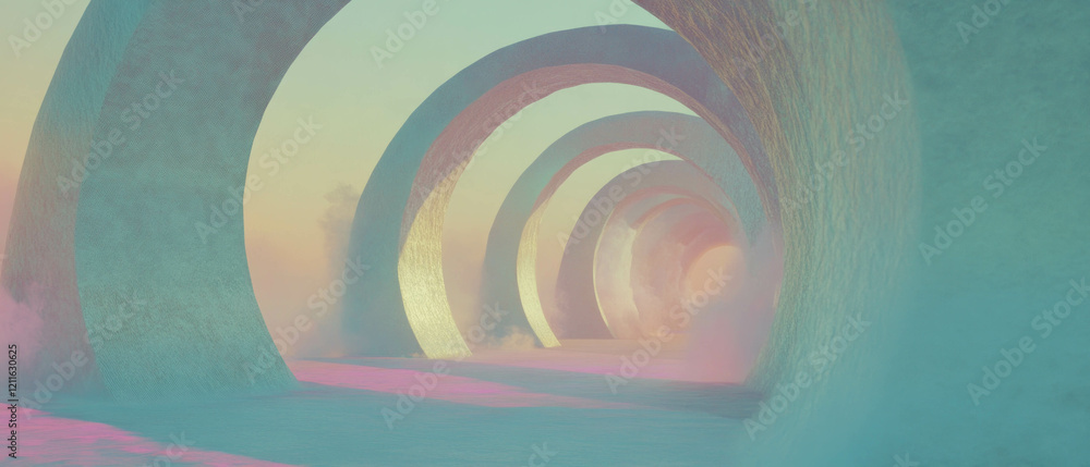 Poster intricate tunnels of smoke creating an otherworldly experience in a vibrant atmosphere