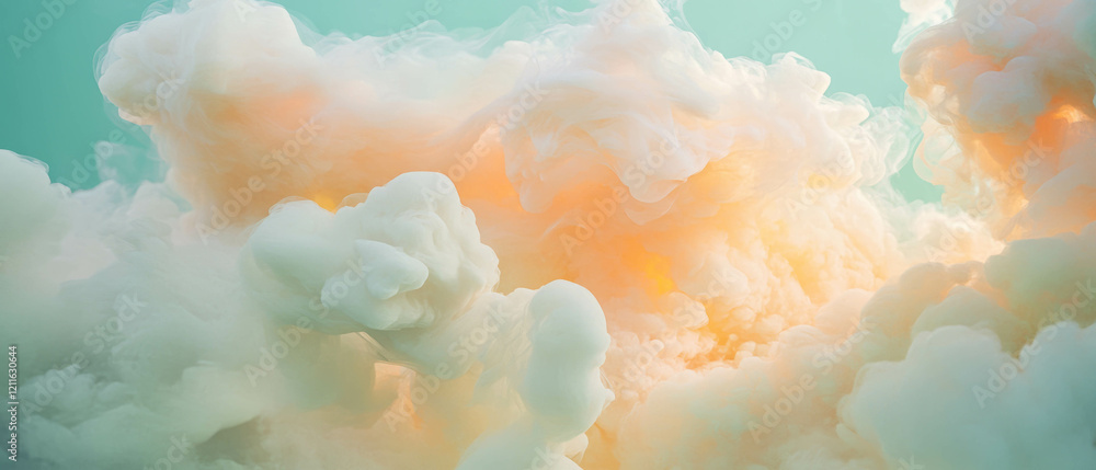 Poster Colorful smoke swirls and interacts with invisible digital forces, forming dynamic patterns