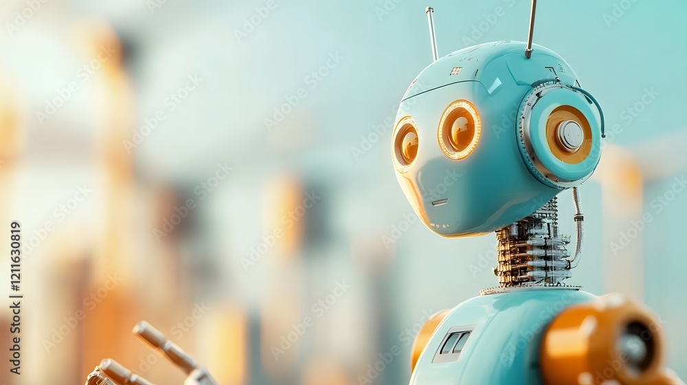 Poster futuristic robots assisting in creating renewable energy solutions