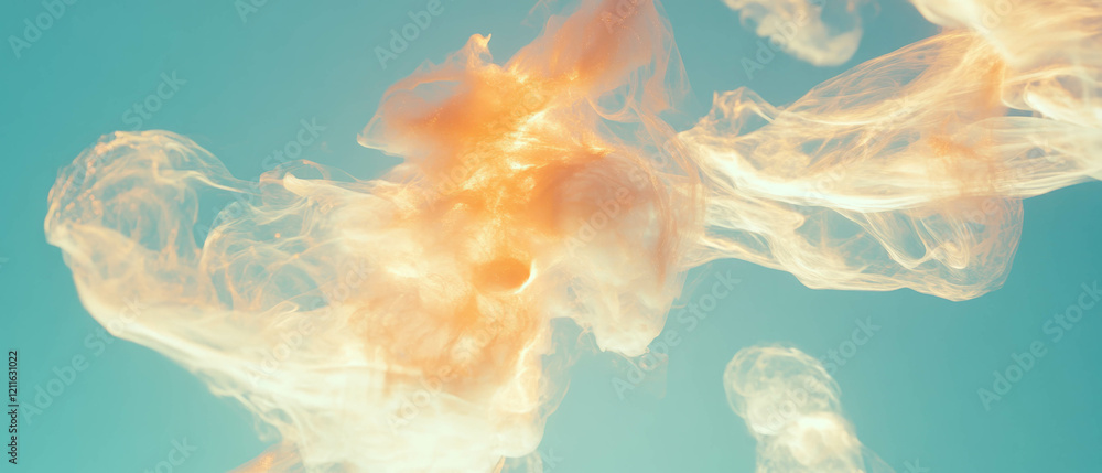Poster cosmic smoke swirling through the vastness of space with colorful nebulae and stardust