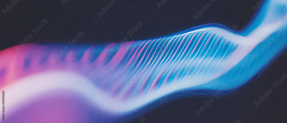 Aufkleber Flowing sound waves create dynamic visual effects in abstract architectural space