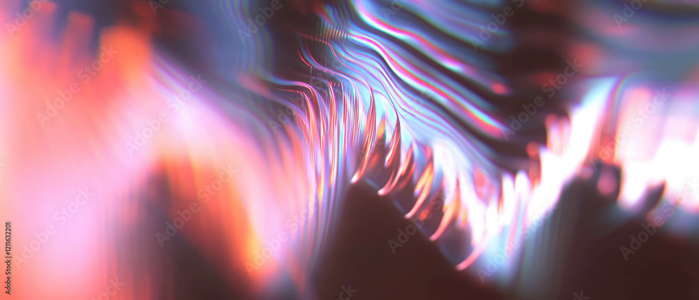 Poster Vibrant 3D sound waves unraveling in abstract explosions of color and motion