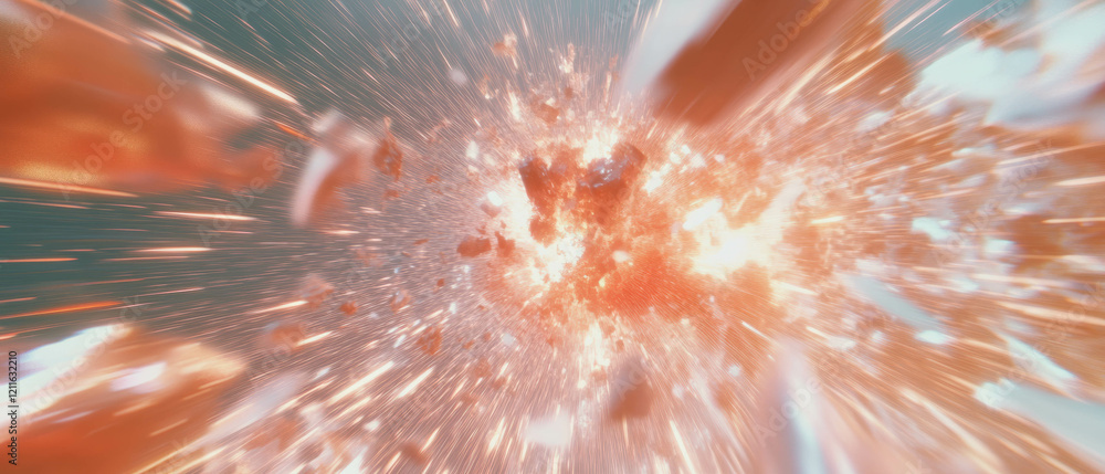 Poster Dynamic sound waves create explosive energy and movement in abstract visual design