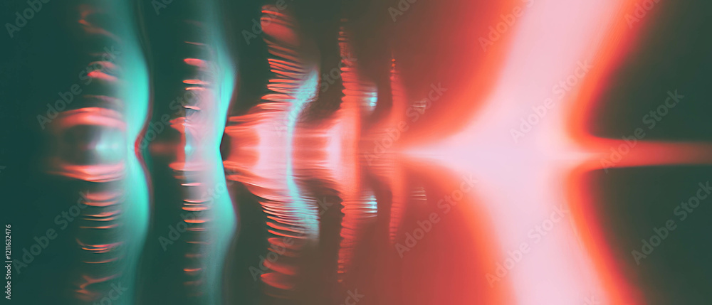 Poster vibrant interaction of sound waves and light creating dramatic effects and visual storytelling