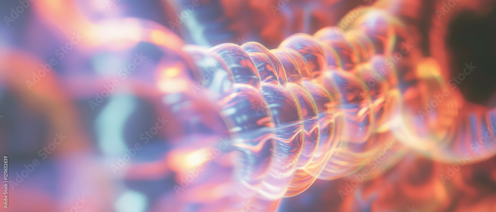 Aufkleber Dynamic interaction of abstract sound waves creating immersive visuals in 3D space