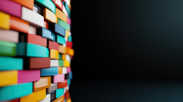 Fake news and Misinformation Media Concept, Colorful Stacked Blocks Representing Social Media Dynamics and the Spread of Exaggerated Information Online