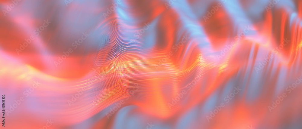 Poster exploring the tactile sensation of abstract sound waves with vibrant textures and depth