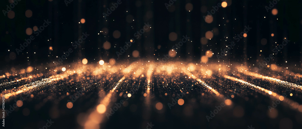 Poster 3d sound waves create a luxurious and glamorous abstract background with shimmering particles