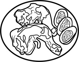 fried chicken Indonesian food coloring page