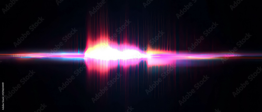 Aufkleber Abstract 3D sound waves with glowing particles creating a magical atmosphere