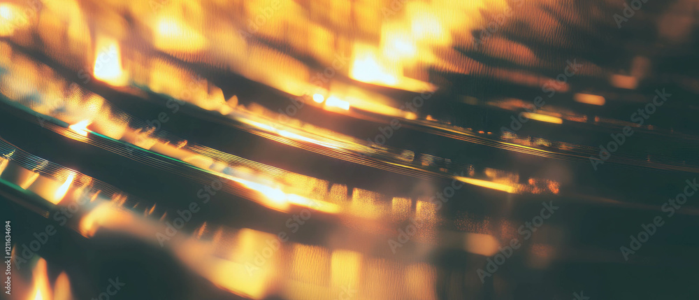Aufkleber Abstract 3D sound waves with metallic reflections in a futuristic design