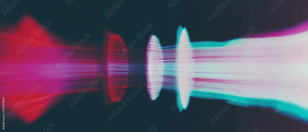 Poster Dynamic 3D sound waves create an energetic visual experience in neon hues