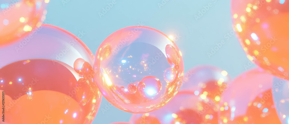 Aufkleber floating spheres with cosmic background and empty space in the center create an abstract scenery