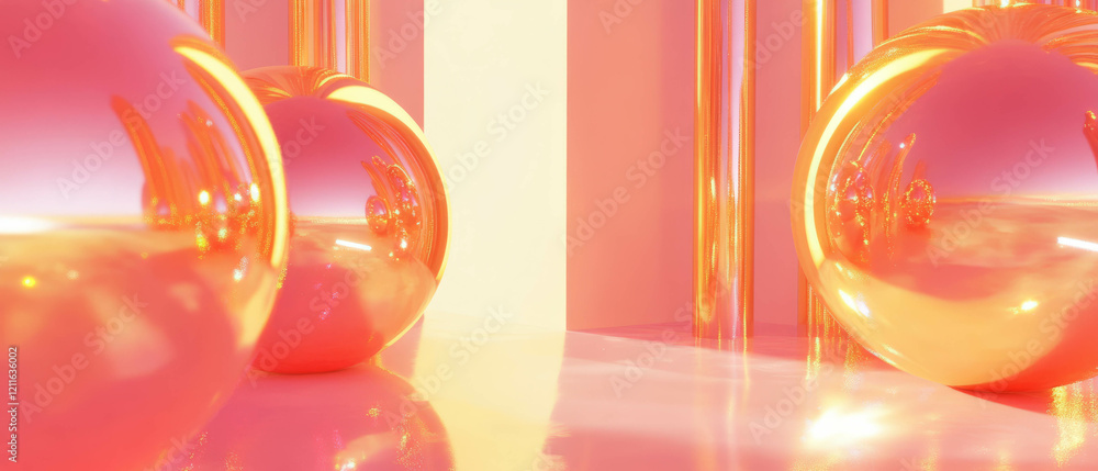 Aufkleber dramatic interaction of 3d spheres with light and shadows creating captivating visual effects