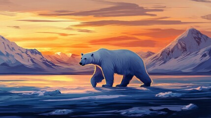 Majestic Polar Bear at Sunset