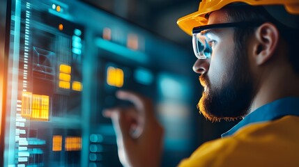 Logistics Manager Overseeing Global Supply Chain Monitoring on Holographic Dashboard