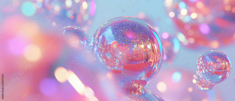 Poster Abstract background of 3D spheres with hidden meanings and intriguing visual puzzles