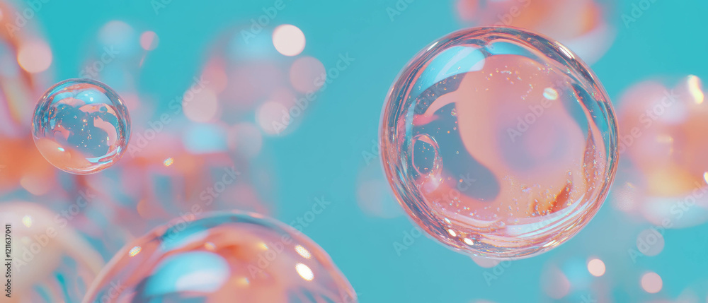 Poster Abstract spheres with hidden messages and glittering symbols create a mesmerizing visual experience