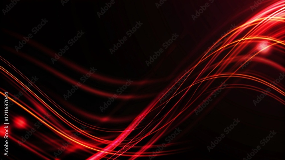 Aufkleber abstract red light streaks on black background, glowing red trails in motion, digital light waves, f