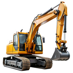 Powerful Yellow Excavator Machine Heavy Equipment Digger Construction Site 3d arm work tool metal   