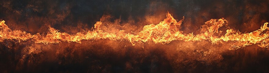 Fiery horizontal banner of flames and smoke.