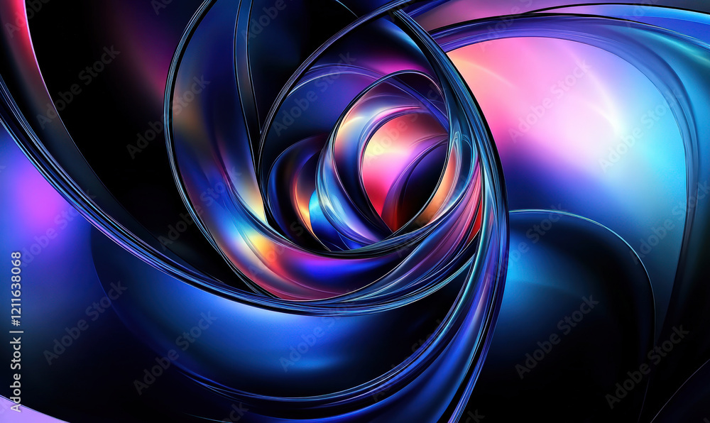 Poster rotating colorful abstract circular waves