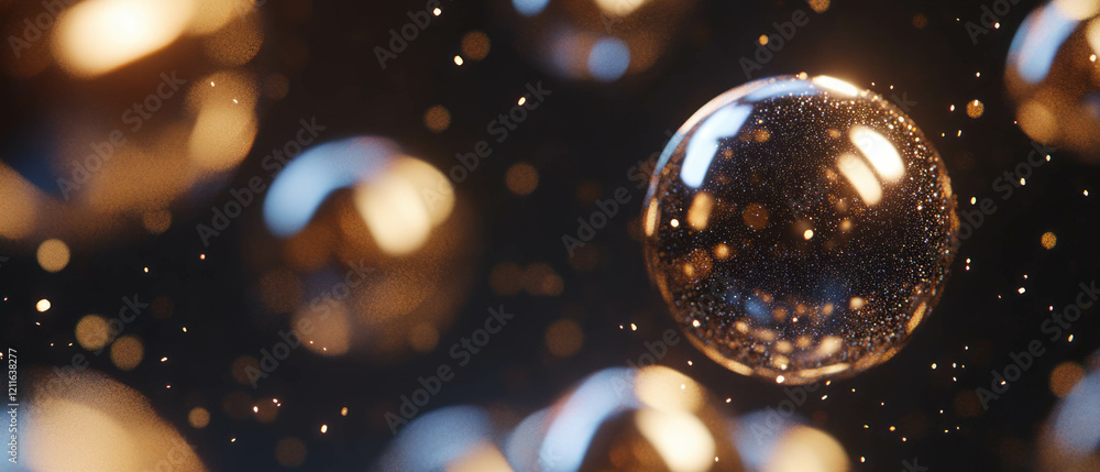 Aufkleber Dynamic spheres with glitter trails creating an engaging abstract visual experience