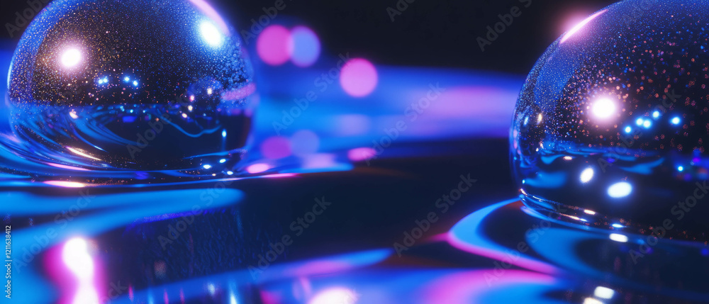 Poster Dynamic 3D spheres create immersive experience with sounds and shimmering particles