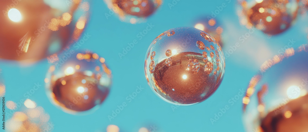 Aufkleber Dynamic spheres create an immersive experience with glitter particles reacting to sound waves