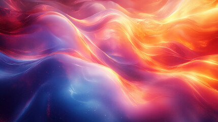 Obraz premium A mesmerizing digital artwork featuring flowing, fluid waves in shades of orange, blue, and purple. The abstract motion and glowing textures create a futuristic and dreamlike atmosphere. 