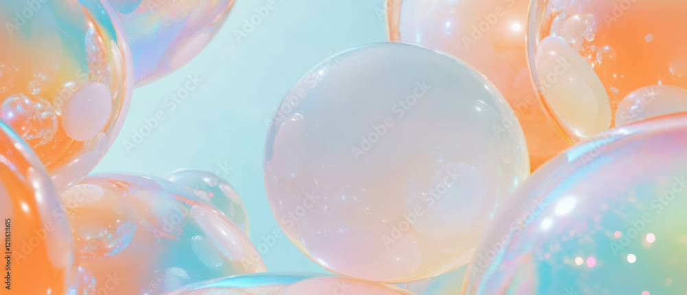 Poster stunning abstract 3d background of iridescent spheres with vibrant color changes