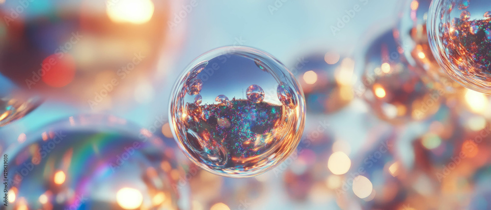 Poster elegant abstract background of metallic spheres with glitter and polished textures