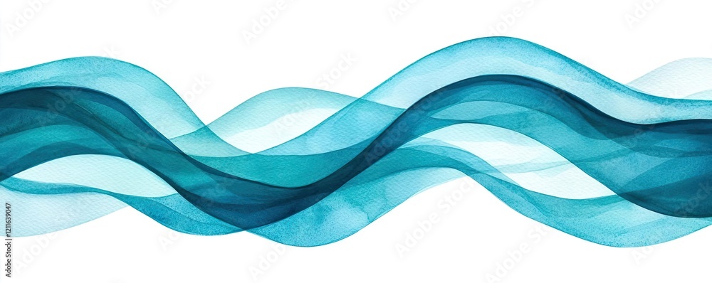 Aufkleber soft blue watercolor idea. abstract waves in blue tones, creating a modern and fluid visual design e
