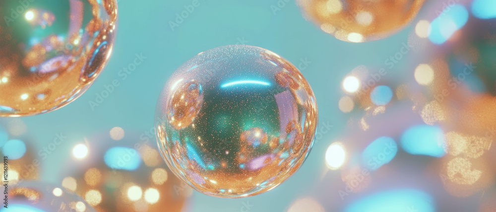 Poster elegant abstract background featuring metallic spheres with luxurious textures and polished surfaces