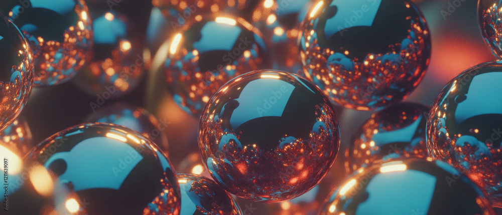 Poster luxurious arrangement of 3d spheres with glittery textures creates an elegant backdrop