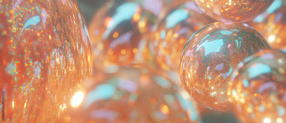 Aufkleber organic spheres create a mesmerizing abstract background with flowing glitter patterns