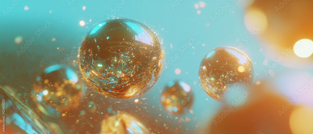 Aufkleber organic spheres with flowing glitter patterns in a harmonious abstract background