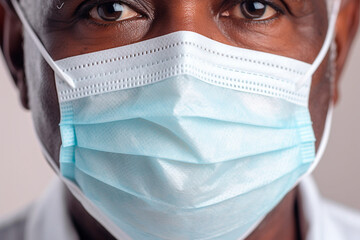 Professional with mask in hospital, ensuring daily protection and prevention
